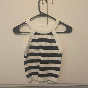 Happily grey black and white high neck crop- size small